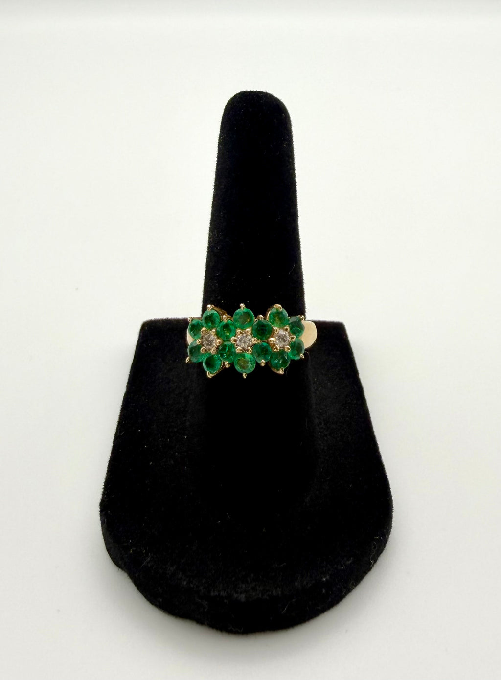 14 KT Gold Ring with Emeralds & Diamonds