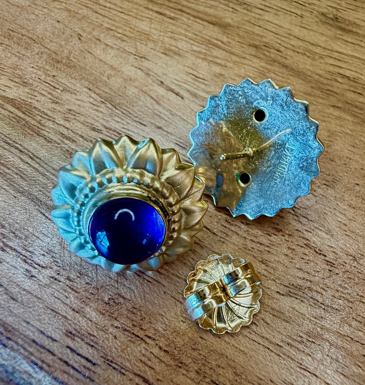 14K Gold Garnet Earrings Pierced