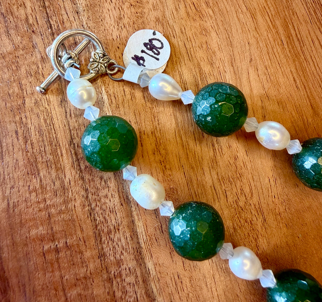 Silver & Pearl Stone Shell Necklace