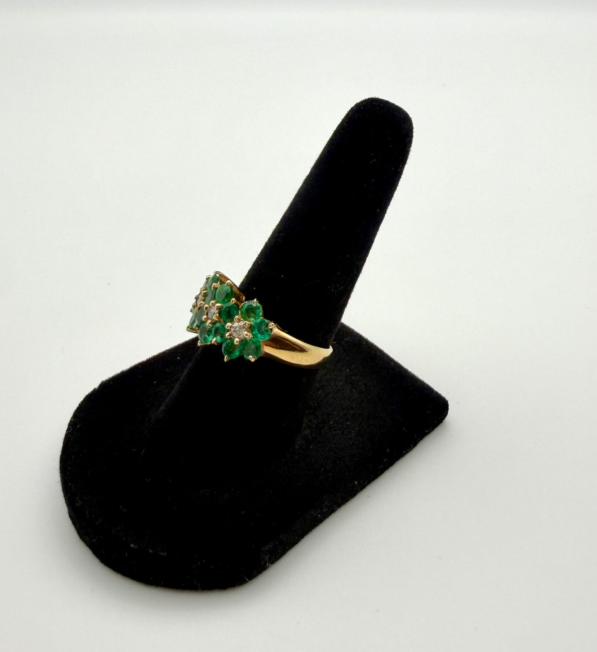 14 KT Gold Ring with Emeralds & Diamonds