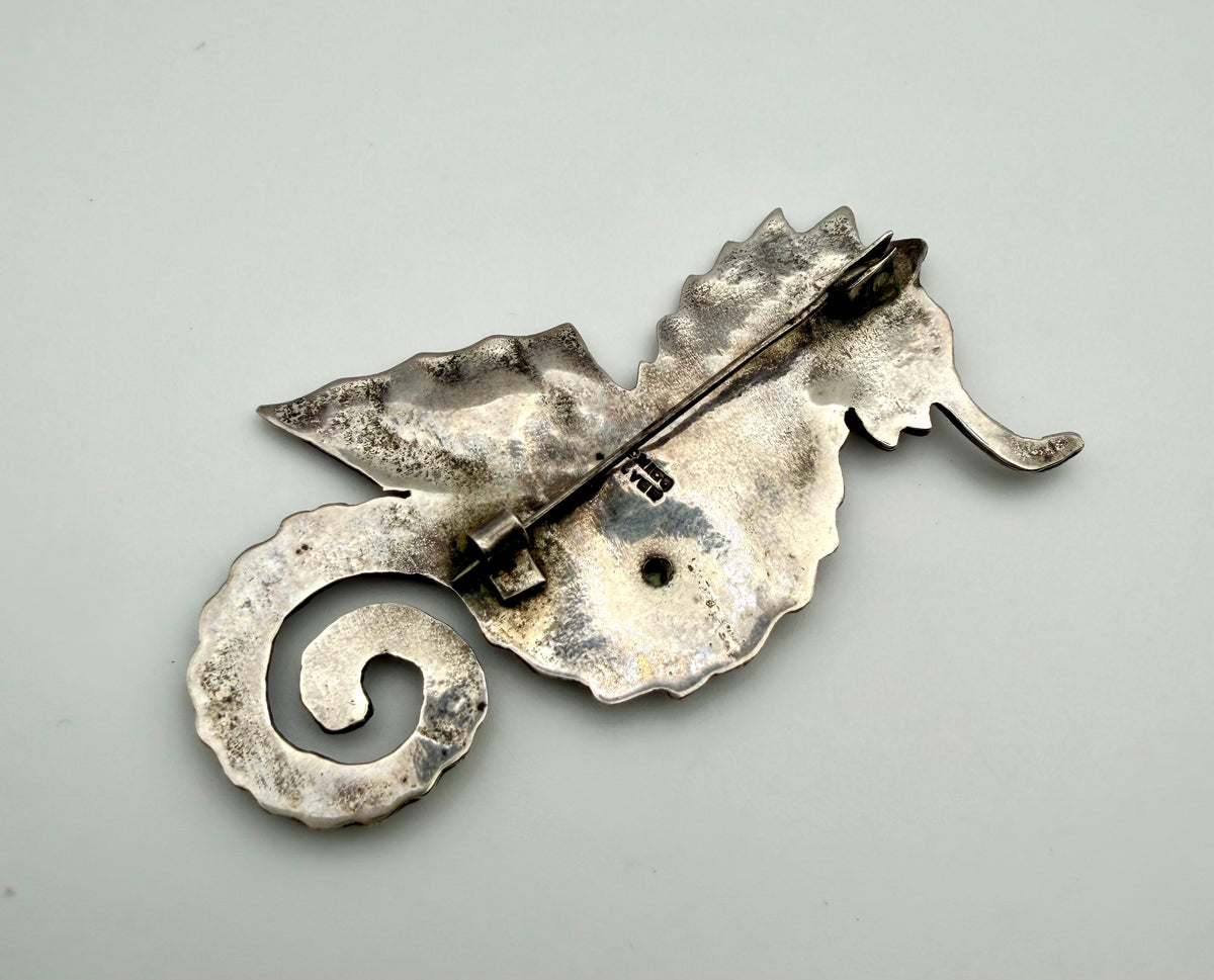 Sterling Silver Seahorse Brooch