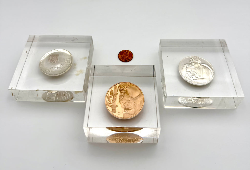 Silver & Copper Coin Lot of 3 in Plexiglass