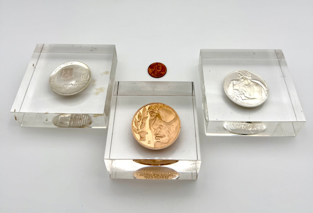 Silver & Copper Coin Lot of 3 in Plexiglass