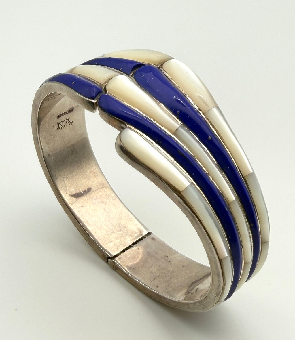 Sterling Silver Lapis & Abalone Bracelet