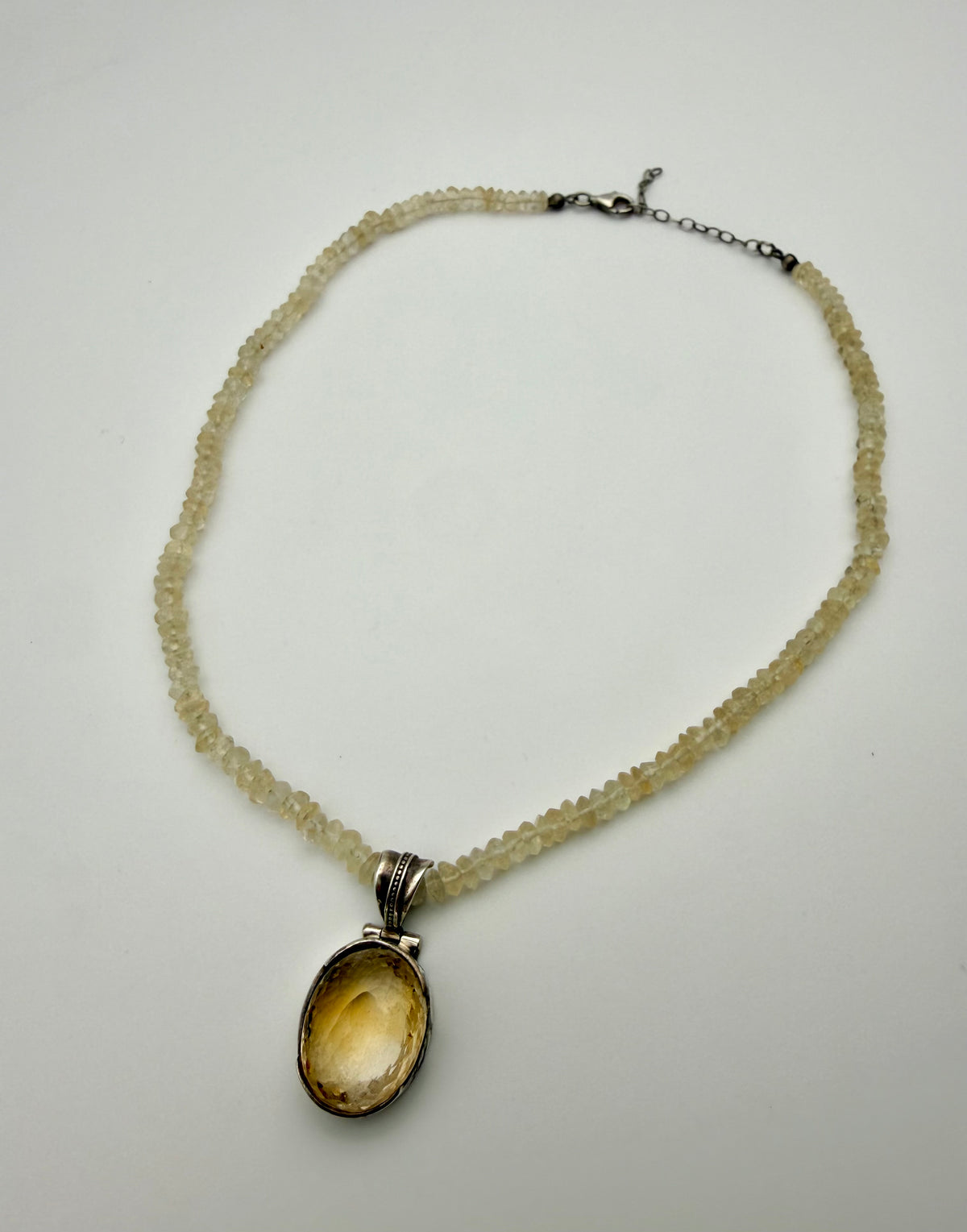 Sterling Silver Raw & Cut Citrine Necklace