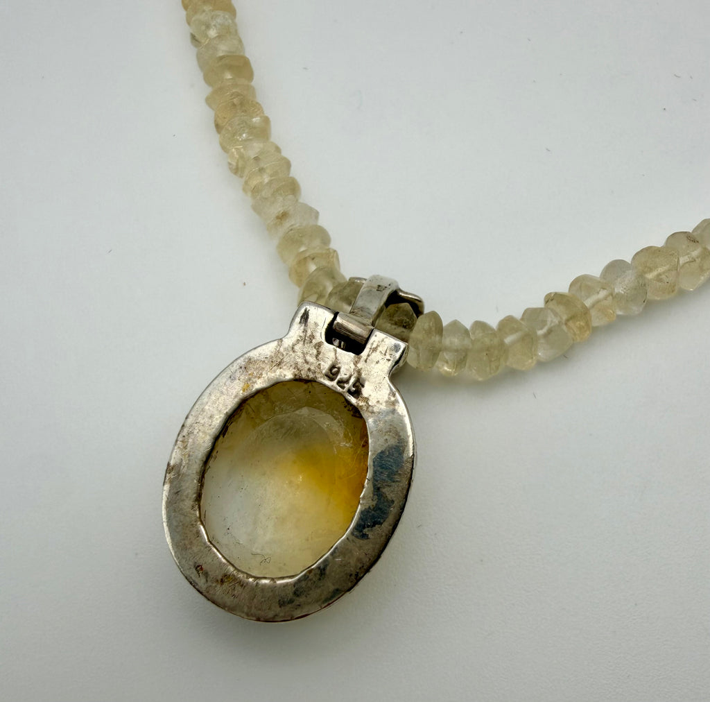 Sterling Silver Raw & Cut Citrine Necklace