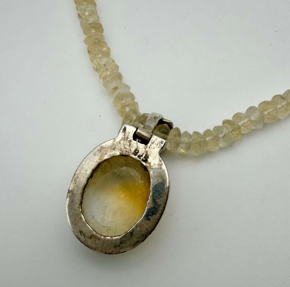 Sterling Silver Raw & Cut Citrine Necklace