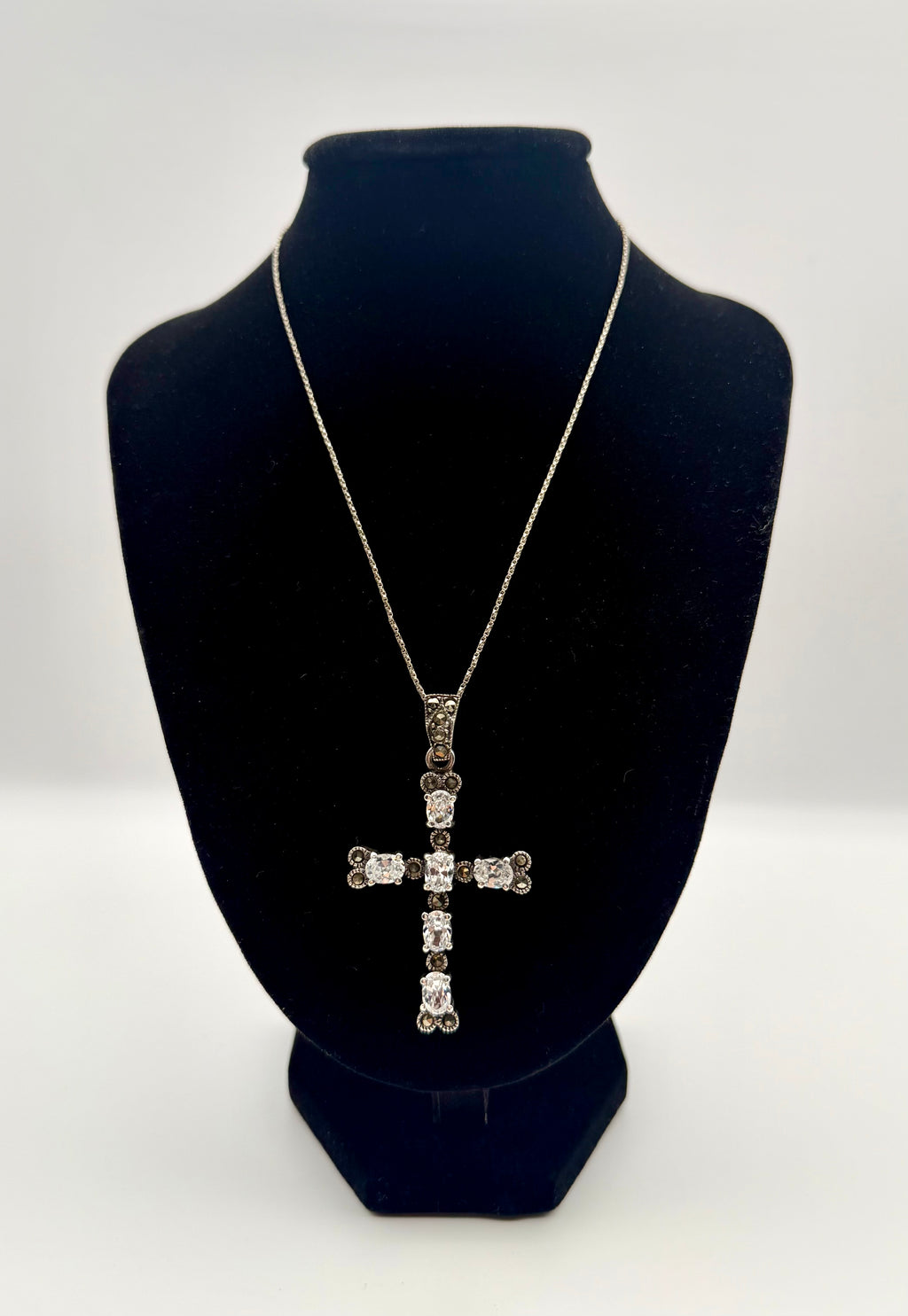 Sterling Silver Cross with White Topaz from Italy