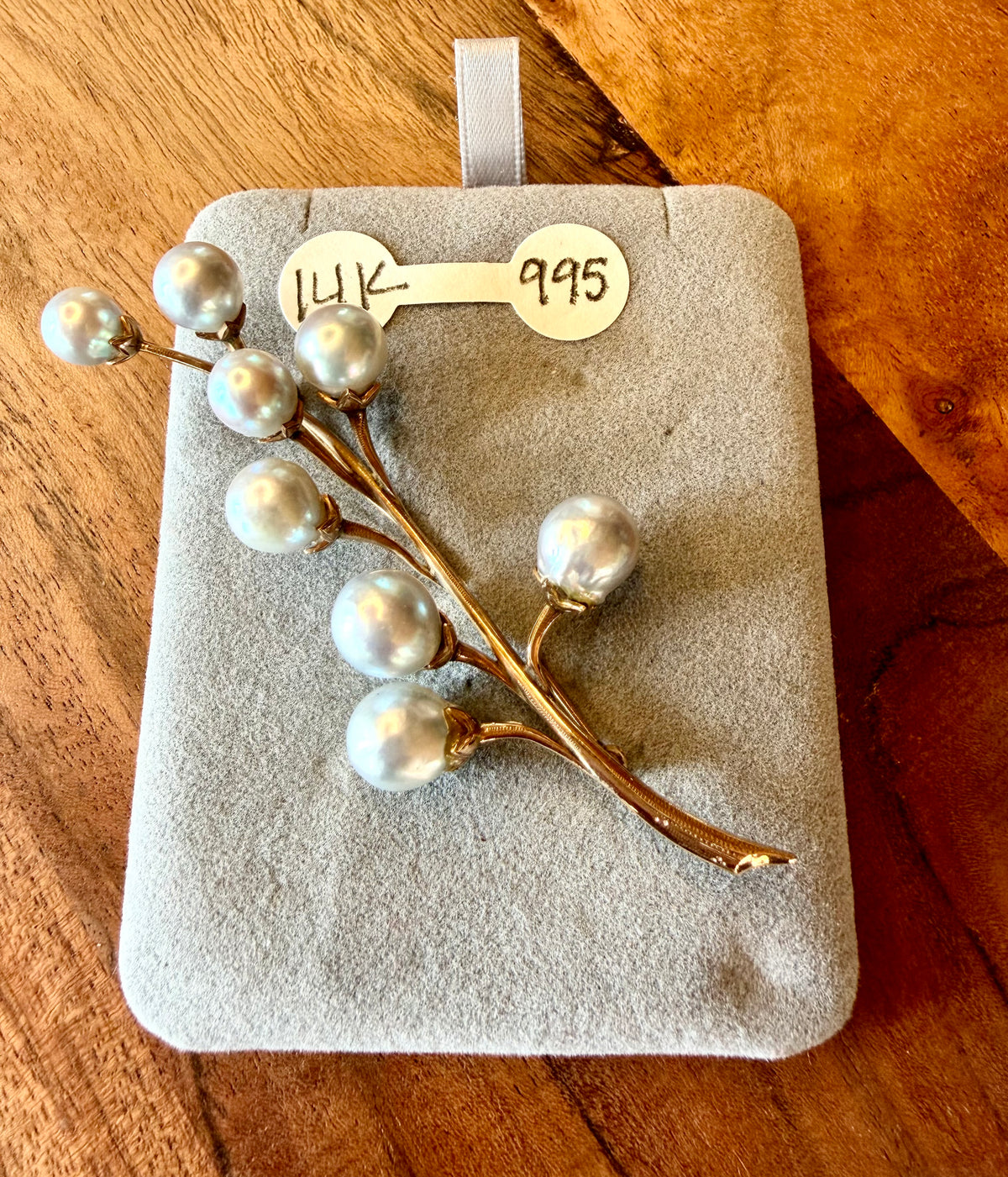 14K Gold Pearl Brooch