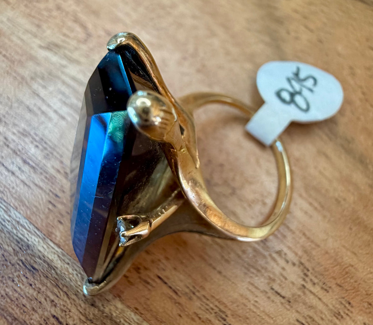 14K Gold Vintage Smokey Diamond Topaz 1970’s Ring