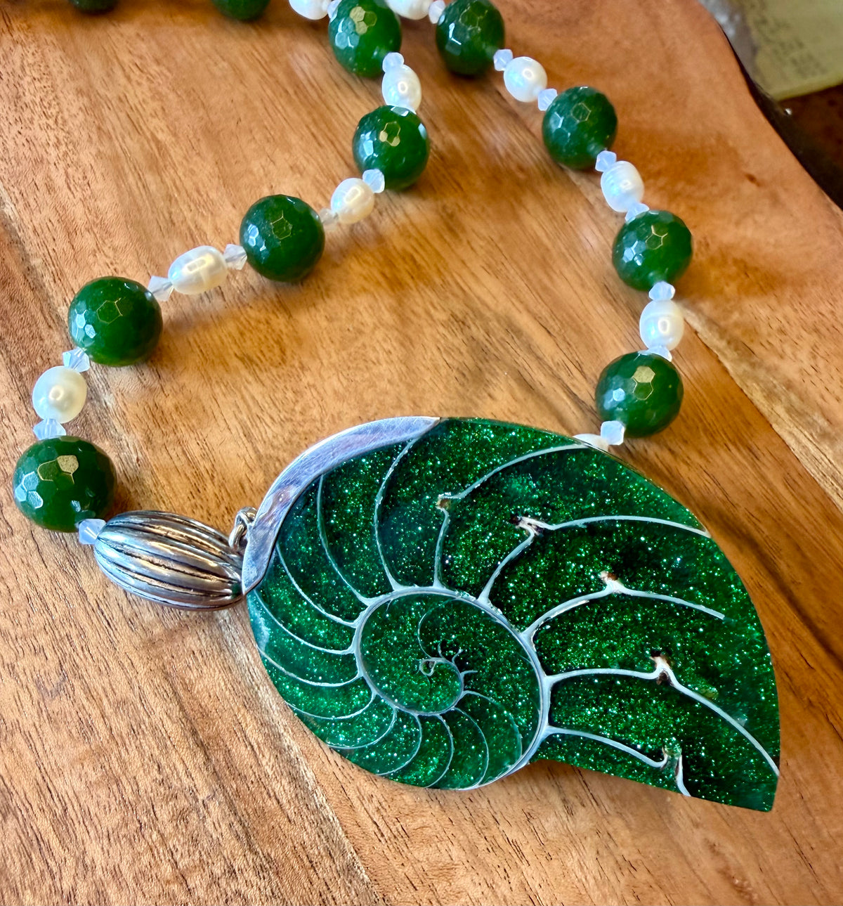 Silver & Pearl Stone Shell Necklace
