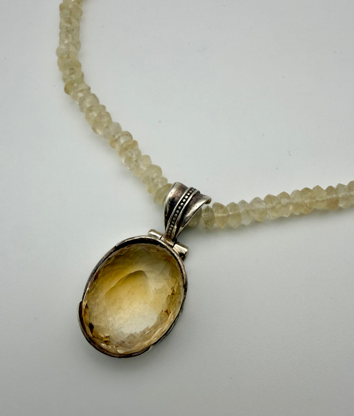 Sterling Silver Raw & Cut Citrine Necklace