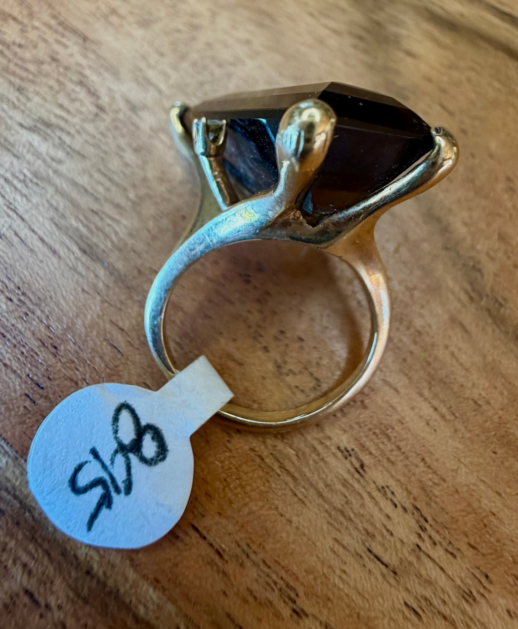 14K Gold Vintage Smokey Diamond Topaz 1970’s Ring