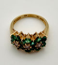 14 KT Gold Ring with Emeralds & Diamonds