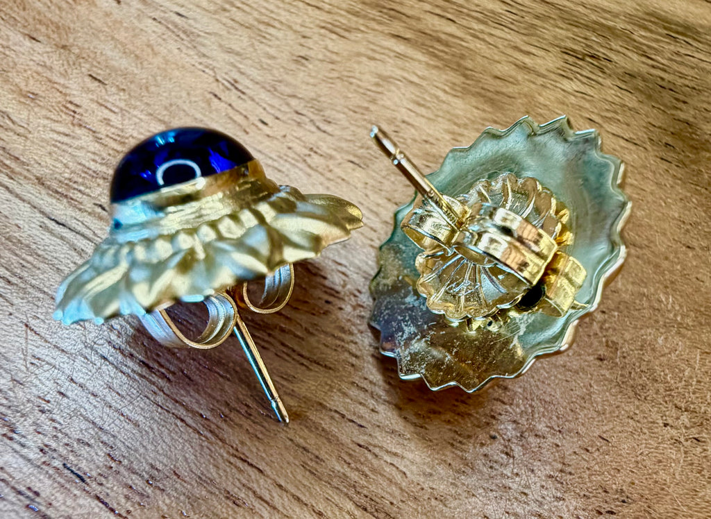 14K Gold Garnet Earrings Pierced