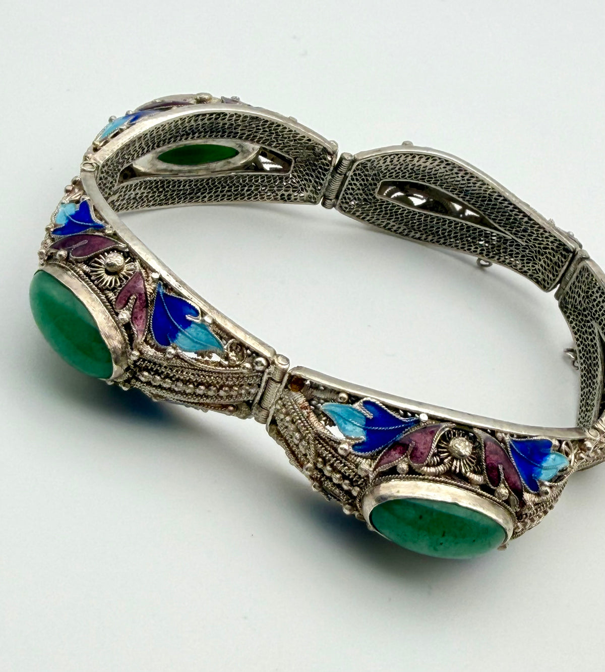 Enamel Stone Sterling Silver Bracelet