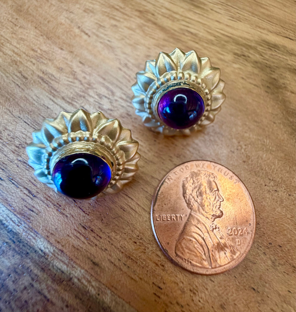14K Gold Garnet Earrings Pierced