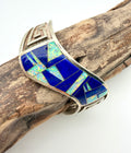 Sterling Silver Lapis & Opal Native American Bracelet Signed by Artist
