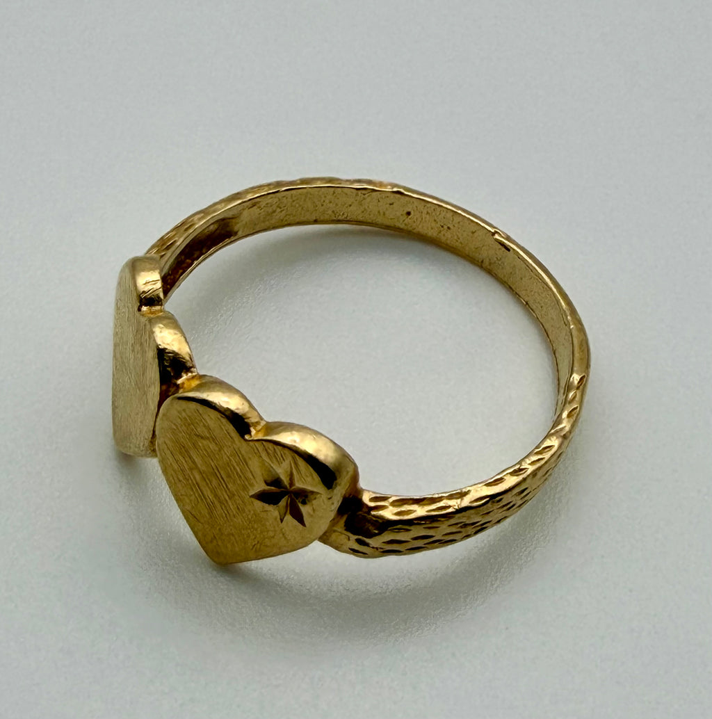 14 KT Gold Hearts Ring