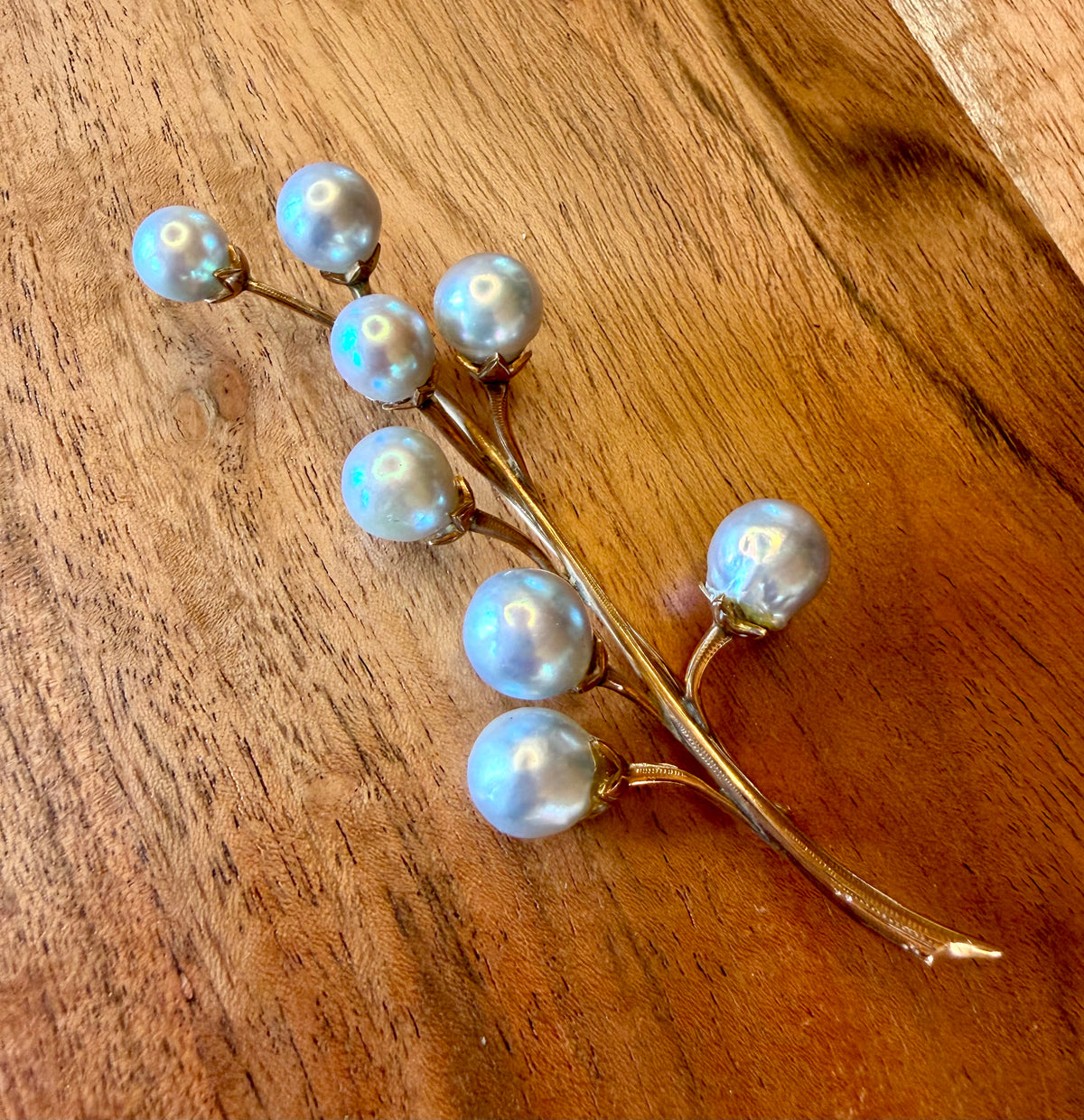 14K Gold Pearl Brooch