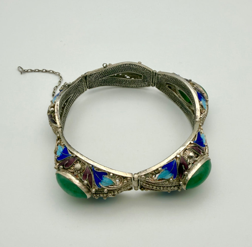 Enamel Stone Sterling Silver Bracelet