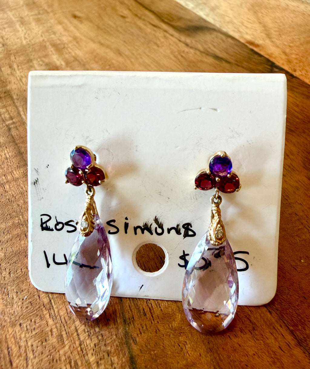 14K Gold & Garnet Ross Simons Earrings