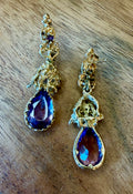 10K Gold Amethyst Dangle Earrings Pierced