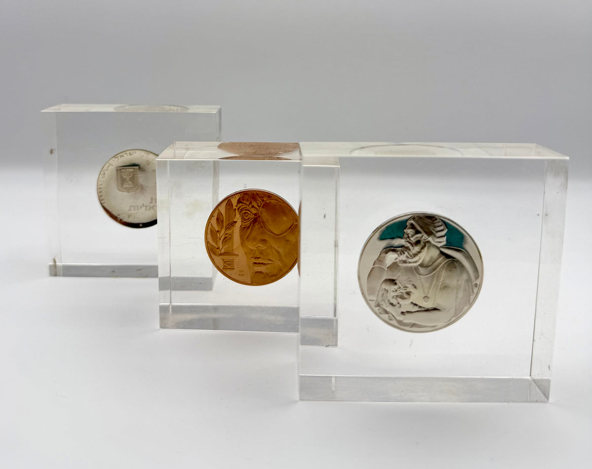 Silver & Copper Coin Lot of 3 in Plexiglass