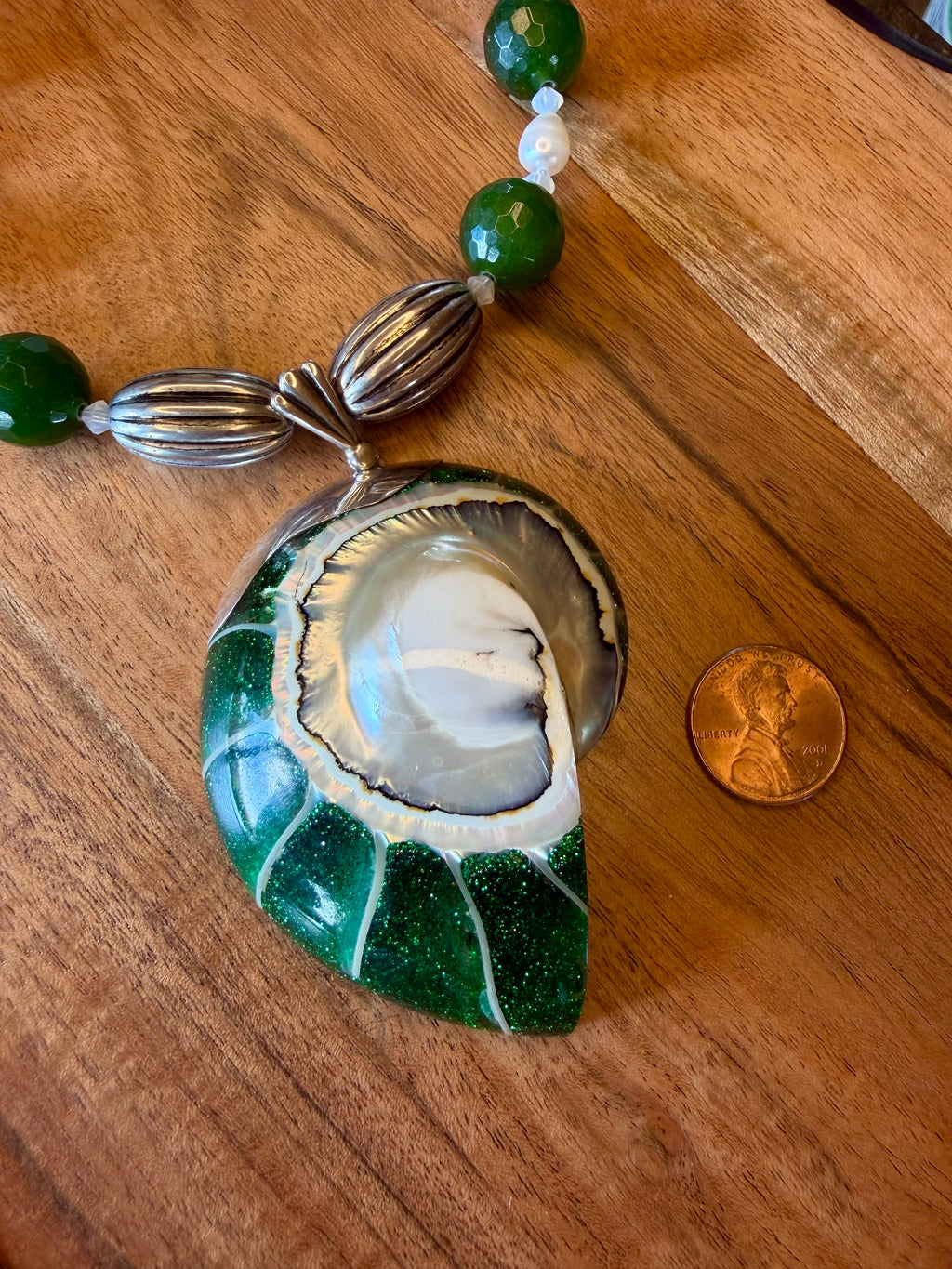 Silver & Pearl Stone Shell Necklace