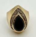 14 KT Gold Ring with Onyx & Diamonds