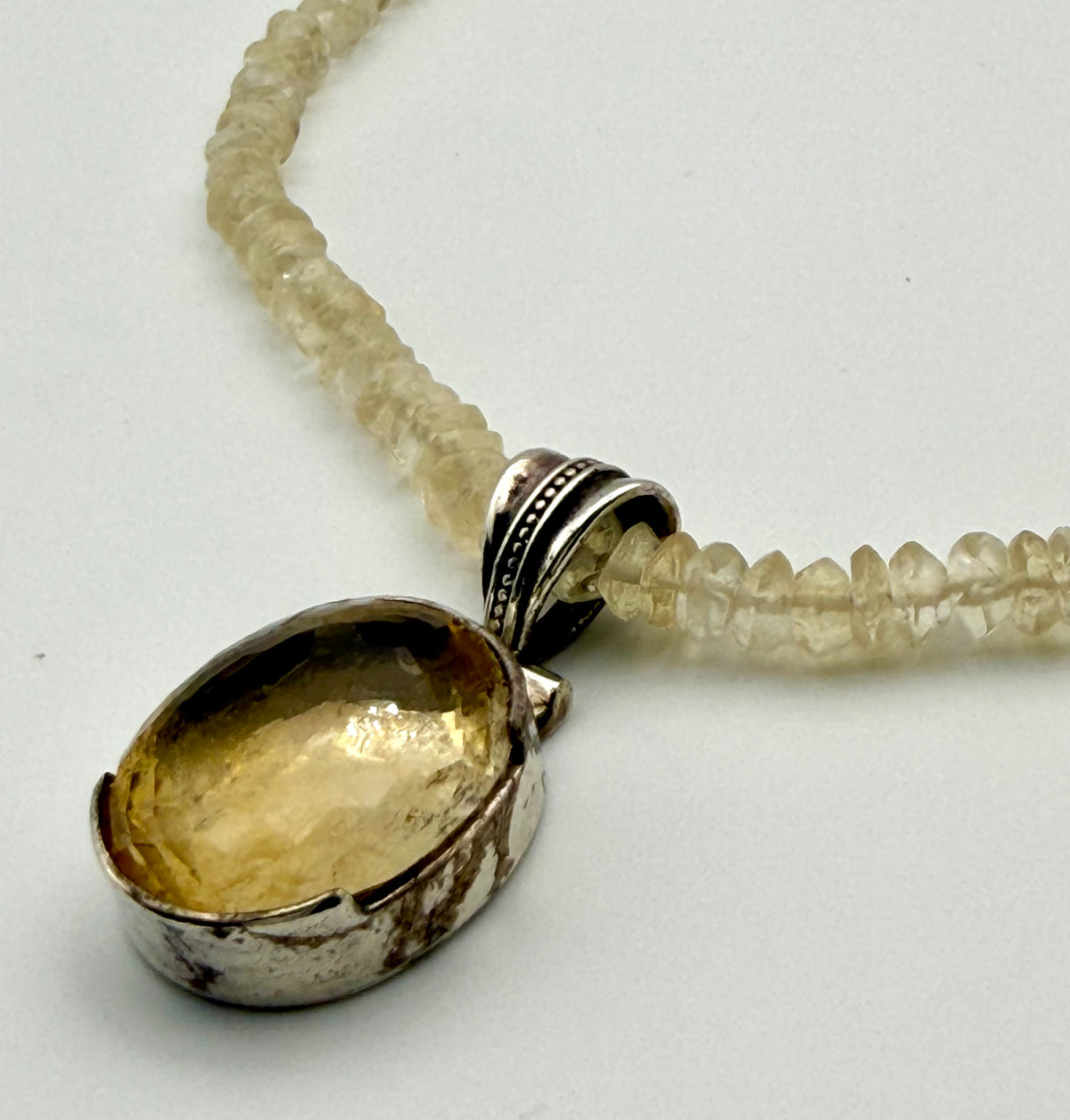 Sterling Silver Raw & Cut Citrine Necklace