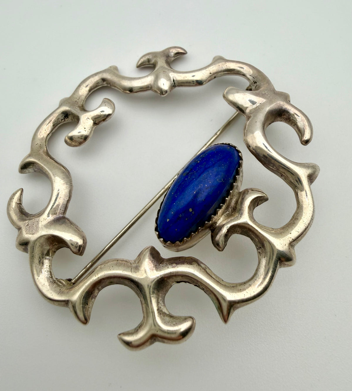 Sterling Silver Lapis Brooch