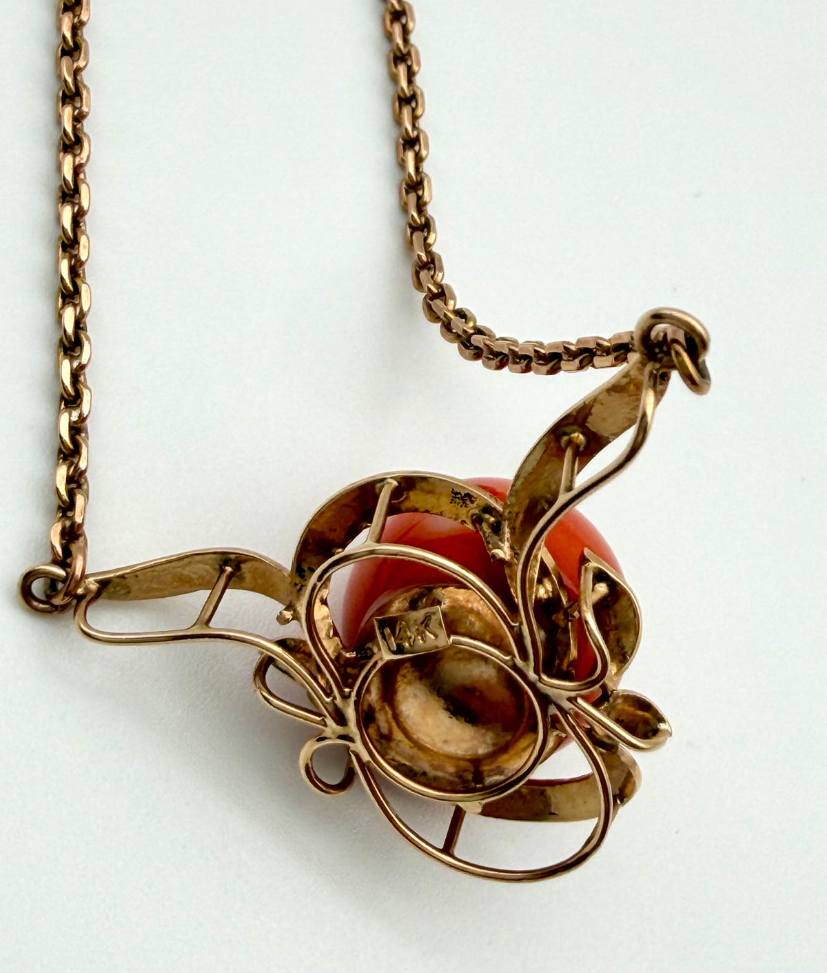 14 KT Rose Gold Necklace with Coral