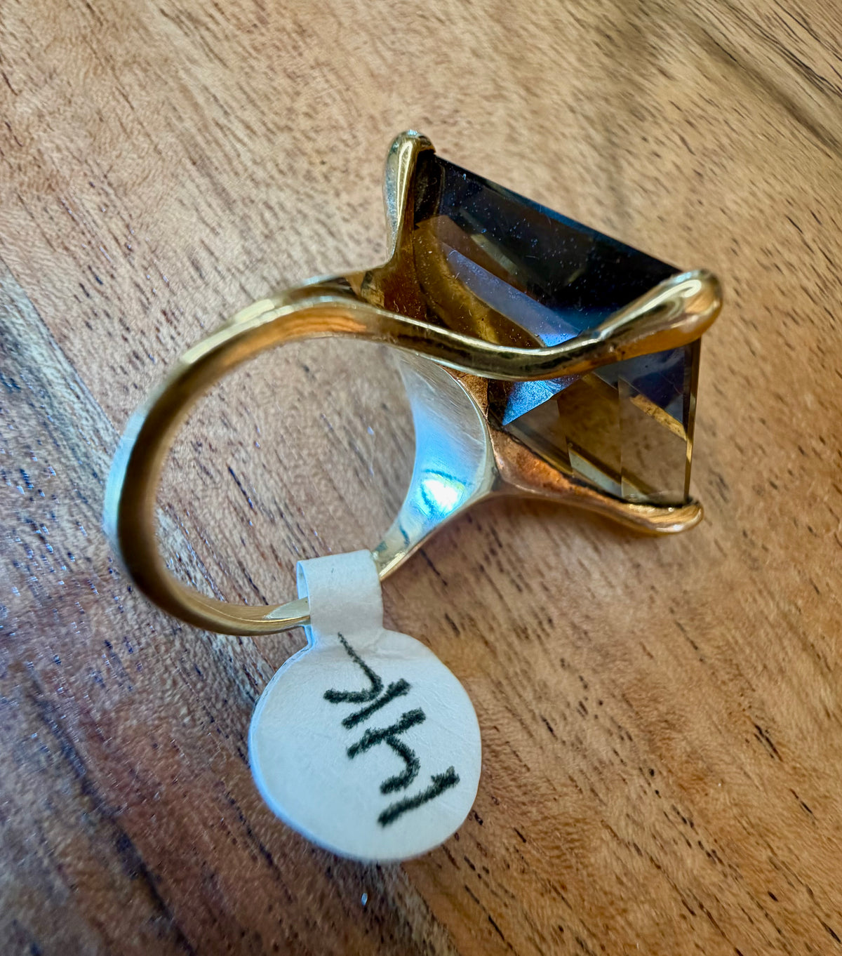 14K Gold Vintage Smokey Diamond Topaz 1970’s Ring