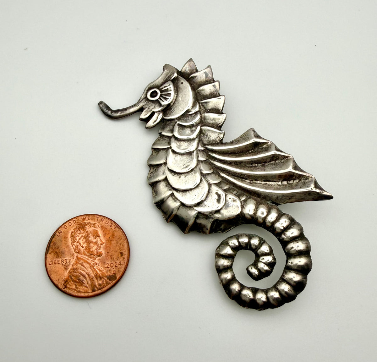 Sterling Silver Seahorse Brooch