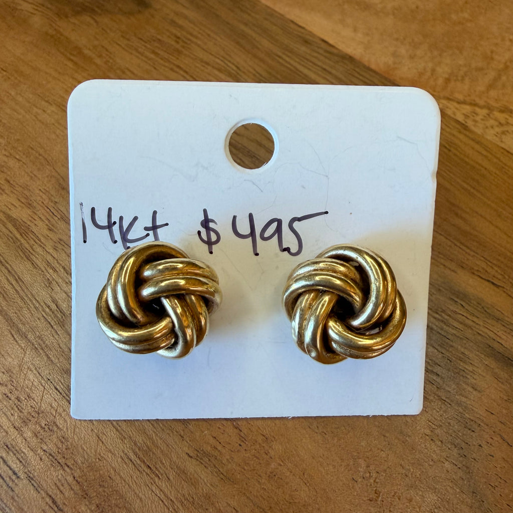 14K Gold Earrings Knott Design