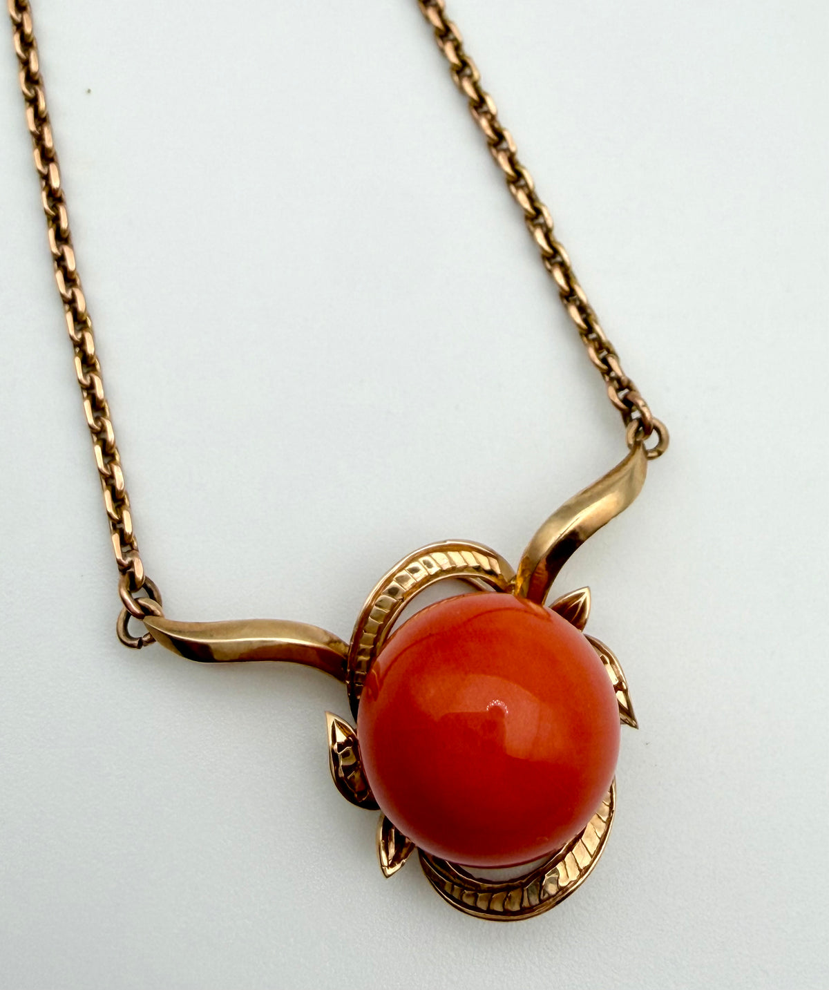 14 KT Rose Gold Necklace with Coral