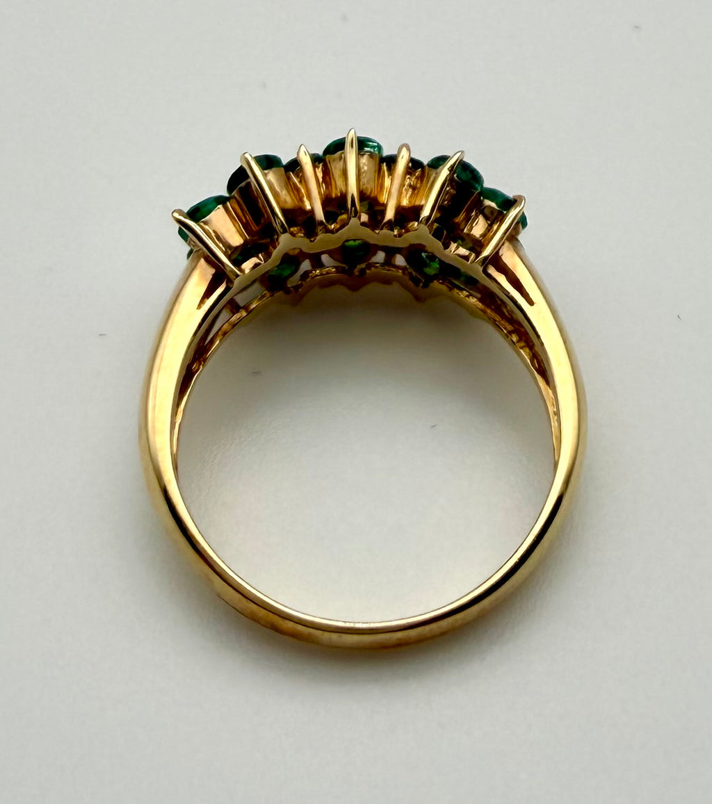 14 KT Gold Ring with Emeralds & Diamonds