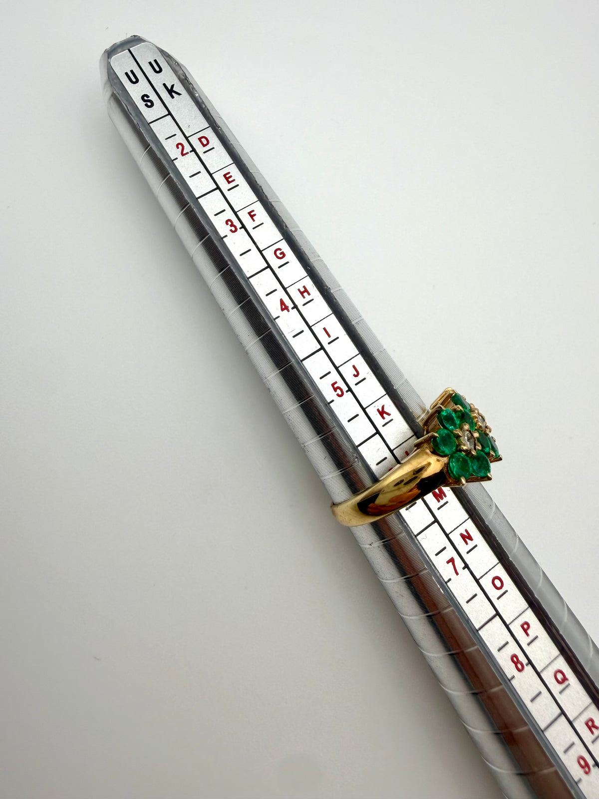 14 KT Gold Ring with Emeralds & Diamonds