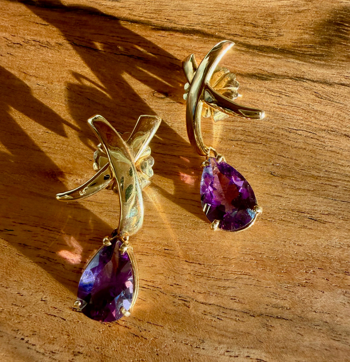 14K Gold Amethyst Earrings