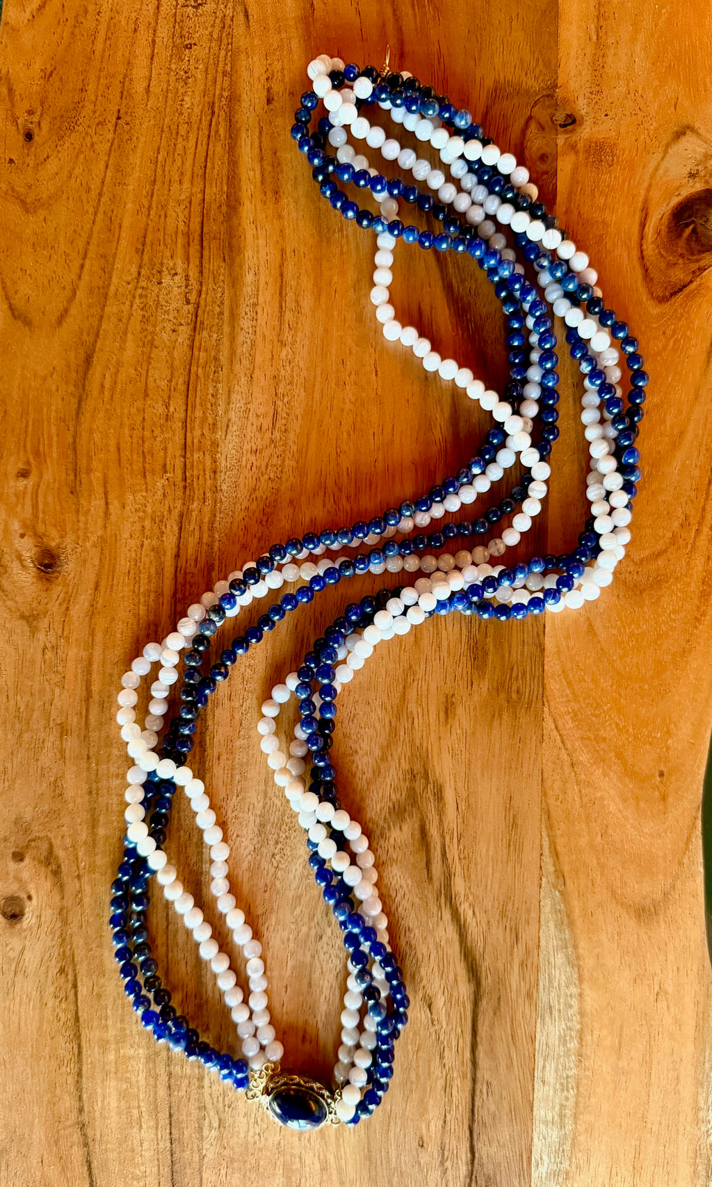 Sterling Silver with Lapis and Quarts Precious Stones