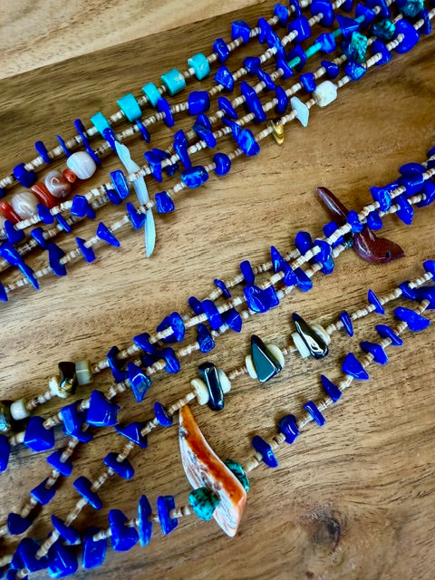 Native American Fetish Necklace with Turquoise, Lapis, Stones, etc.