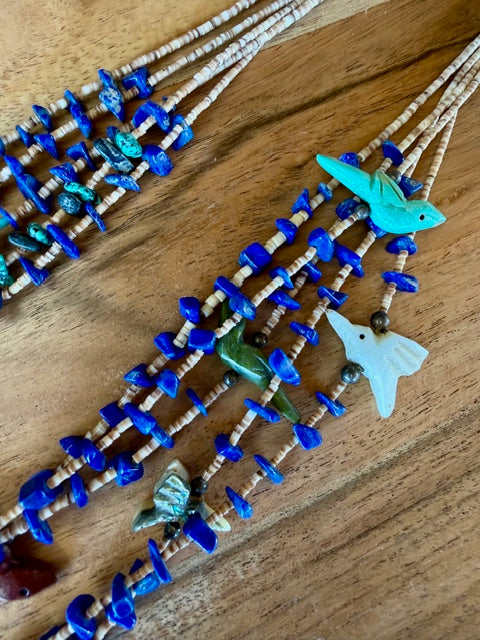 Native American Fetish Necklace with Turquoise, Lapis, Stones, etc.