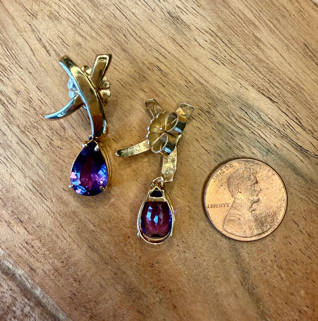 14K Gold Amethyst Earrings