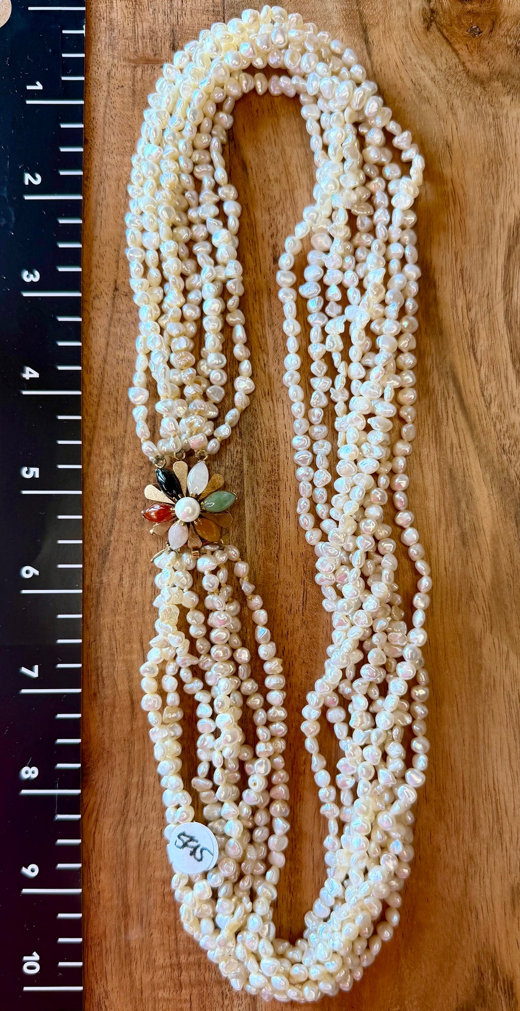 Pearl Stone Necklace 14 KT